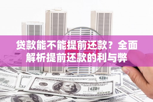 大洼贷款能不能提前还款？全面解析提前还款的利与弊